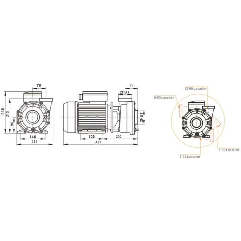WP400-I 3HP 2-speed Jet/massage Pomp 4 WP400-I 3HP 2-speed Jet/massage Pomp - Afbeelding 2